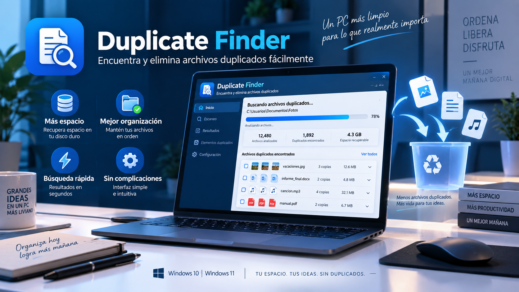 Duplicate Finder localizando archivos duplicados en Windows
